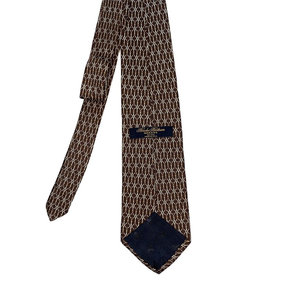 BROOKS BROTHERS  Tie Equestrian Brown Horse Halter Polo 100% Silk USA